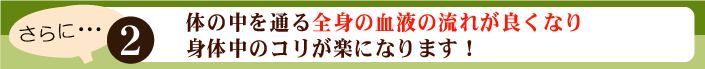 体の中を通る全身の血液の流れがよくなり身体中のコリが楽になります！