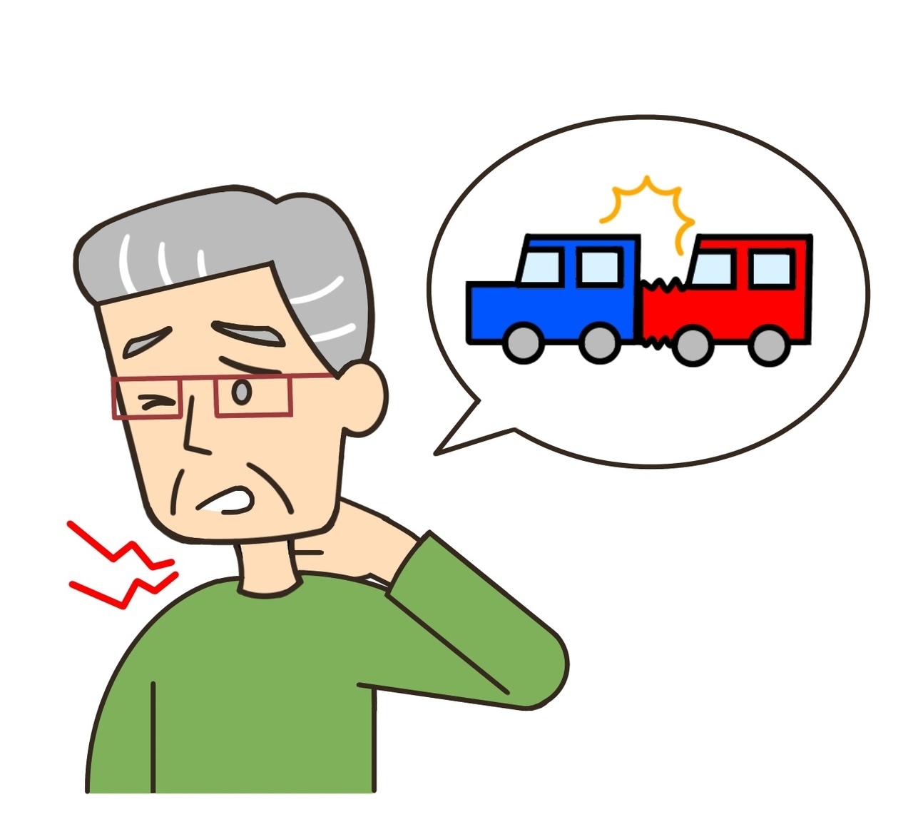 交通事故後に首の痛みや肩の違和感、腰痛が現れる