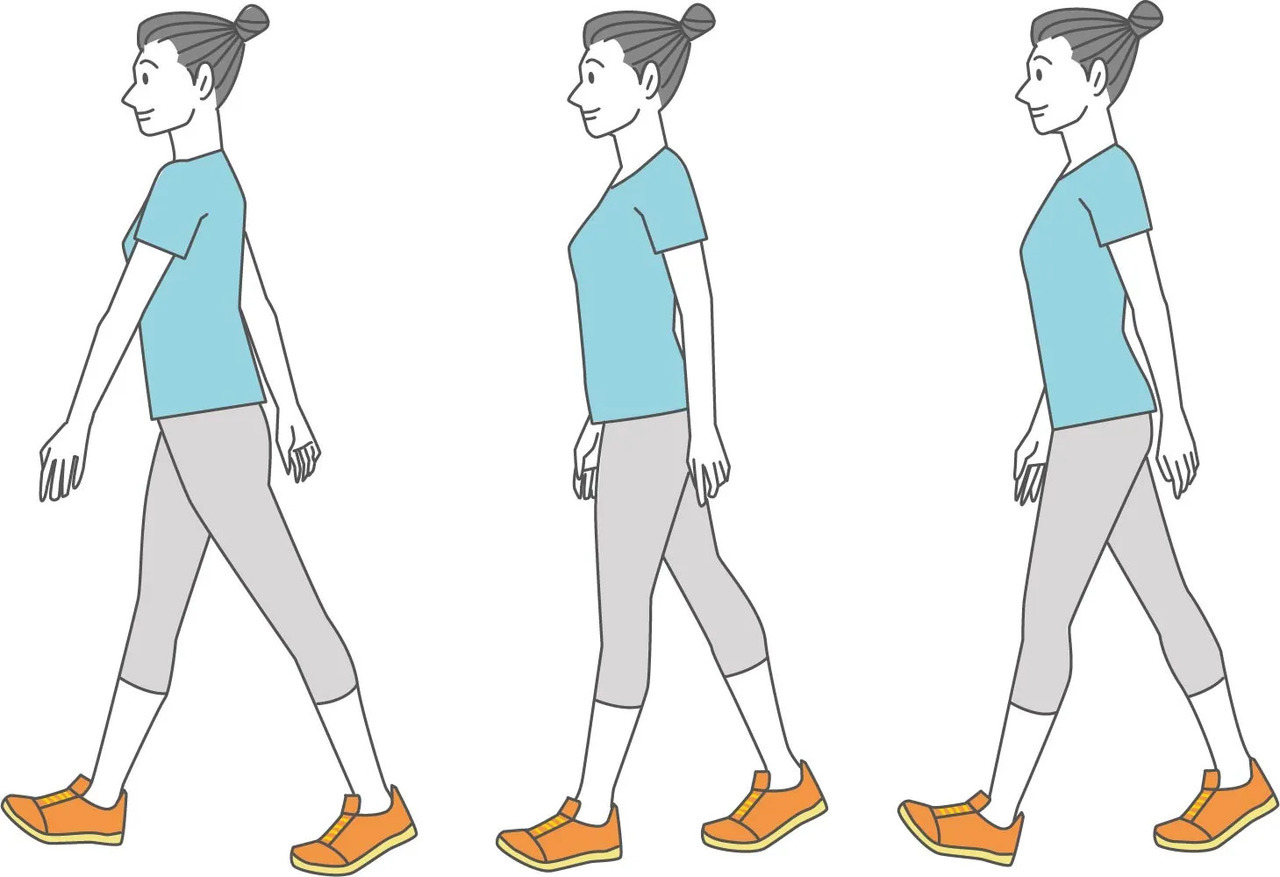 普段の裁ち姿勢と歩き方に気を付ける