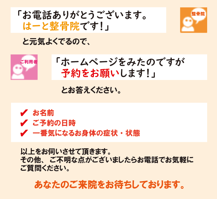 自律神経の乱れ改善で予約の電話をした際の流れ